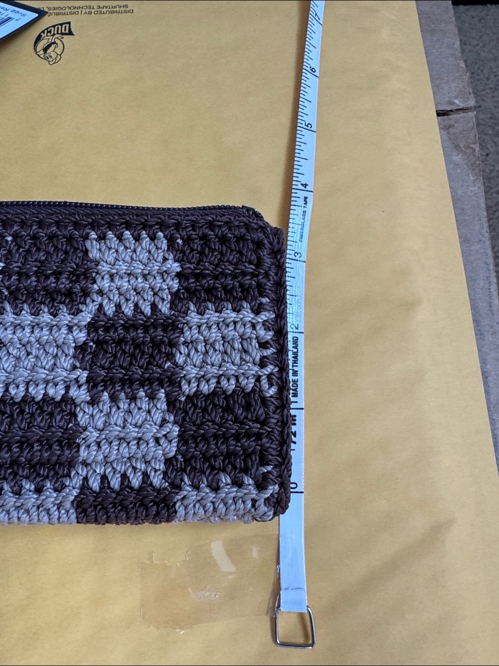 The Sak Crochet Checkerboard Card Wallet - Dark Brown & Light Taupe - Picture 6 of 7